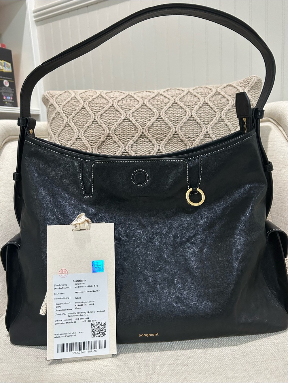 Songmont Medium Yore Hobo Bag - Onyx Black Leather ( Excellent Condition) - Picture 12 of 13